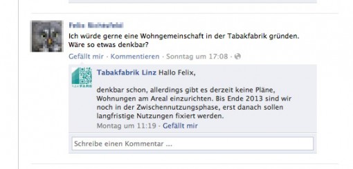 Screenshot: Facebookseite Tabakfabrik